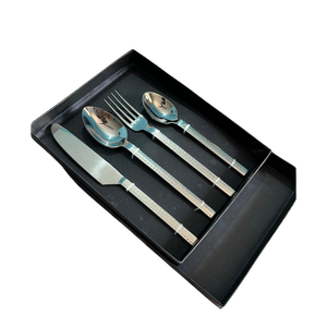 Juego de Cubiertos de Acero Inoxidable Martillado de Lujo, 24 Piezas, Juego de Cubiertos Plateados con Acabado Espejo, Aptos para Alimentos, Juego de Tenedores, Cucharas y Cuchillos - Product Image 1