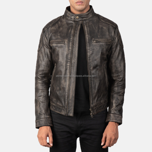 Đau Khổ Nâu Varsity Áo khoác tùy chỉnh thoáng khí da ấm áo gió với đứng cổ áo mô hình trang trí bán buôn - Product Image 3