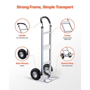 Carrello Portatile in Lega di Alluminio Resistente con Capacità di Carico di 227 kg, Ruote Antiscivolo e Maniglia per Trasporto Materiali PP - Product Image 4