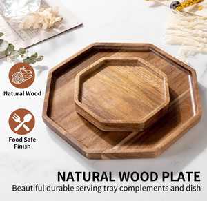 Juego de Bandejas Decorativas Octogonales de Madera, Platos Rústicos Geométricos Únicos, Diseño Moderno, Hechos a Mano, Venta al por Mayor para Catering - Product Image 6