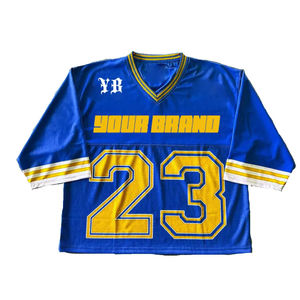 Camiseta de fútbol personalizada para hombre, estilo crop top, corte holgado, con letras, cuello en V, transpirable, de malla, talla grande - Product Image 5