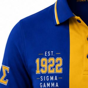 Women <b>3</b> Panels Polo Shirt Sigma Gamma Rho Royal Blue And Gold Custom Greek Letter Embroidered Sorority Polo Premium Fashion - Product Image 5