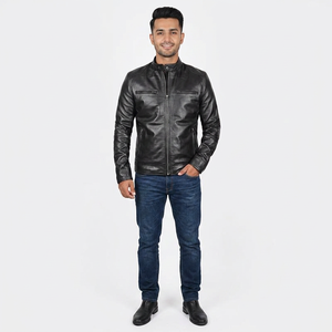 Hot Sale Cowhide Leather <b>Jacket</b> Soft Retro Zipper-Up Style Fully Customizable <b>Men's</b> Outerwear <b>jacket</b> for <b>men</b> - Product Image 1