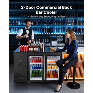 Enfriador de Bebidas Comercial para Barra Trasera de 11.8 Pies Cúbicos Refrigerador para Bebidas con Altura de Mostrador, 2 Puertas de Vidrio e Iluminación LED - Product Image 2