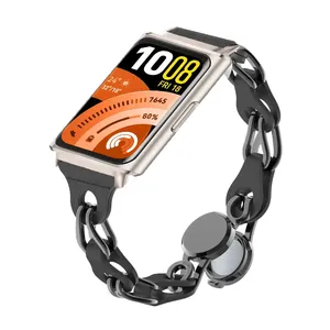 Bracelets de montre élégants pour <span class=keywords><strong>Huawei</strong></span> <span class=keywords><strong>Band</strong></span> 11/11pro, connecteur métallique pour femmes, bracelet de montre en silicone pour <span class=keywords><strong>Huawei</strong></span> <span class=keywords><strong>Band</strong></span> 11/11pro - Product Image 2