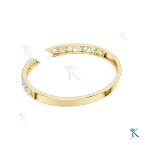 Lab Grown Diamond Mixed Cut Open <b>Cuff</b> Bangle 14K Solid Gold Luxury Fine Unisex Multi Shape Party Gift Jewelry Manufacturer - Product Image 4