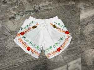 Boho Embroidered Floral Patchwork Rayon <b>Shorts</b> Women Lightweight Quick Dry Beach <b>Shorts</b> Summer <b>Festival</b> Drawstring Closure - Product Image 2