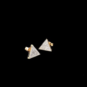 Triangle Geometric 925 Silver Vermeil Pave Diamond Stud <b>Earrings</b> 0.35ct Round Brilliant Cluster IGI Certified Unisex Gift - Product Image 4