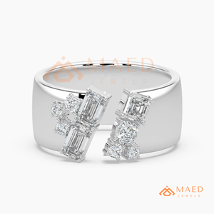 Anillo de Moissanita de Lujo para Mujer, Plata de Ley, Corte Esmeralda, Banda Abierta, Joyería de Boda, Elegante para Uso Diario, Regalo - Product Image 4