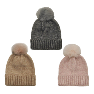 Unisex Solid Color Knit Beanie Hat 100% Acrylic Cuffed <b>Winter</b> <b>Cap</b> Casual Style for Adults Gray Pom Pom - Product Image 5