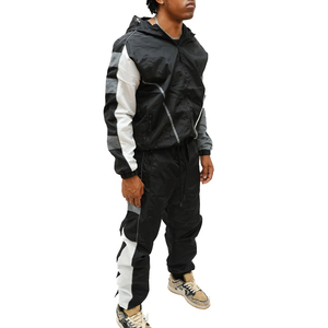High Quality <b>Men</b> Winter Casual Solid <b>Reflective</b> Tracksuit Windbreaker <b>Jacket</b> Pants Breathable Waterproof Tech Wear Bulk - Product Image 3