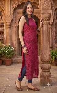 Leranath Fashion <b>Green</b> Printed Cotton Recycled Materials Sleeveless Indian Pakistani <b>Top</b> <b>Halter</b> Maxi Tunic Slip Dress Festival - Product Image 4