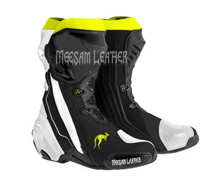 Botas de Motociclismo de Cuero de Diseño Exclusivo para Hombre, Forro de Malla de Primera Calidad, Estilo de Carreras, Botas de Speedway - Product Image 1