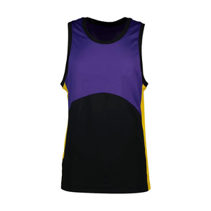 Maillot de basket sans manches pour homme, coloris violet, noir et jaune, respirant, pour adultes, toutes saisons - Product Image 6