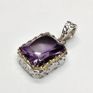 Colgante de plata con amatista hecho a mano, joyería de piedras preciosas naturales, plata de ley 925, diseño elegante, regalo para mujer - Product Image 4