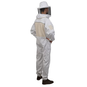 Men's Cotton Beekeeping <b>Suit</b> with Ventilated Mesh Hood Breathable Work Coverall White Full Body Protection - Product Image 2