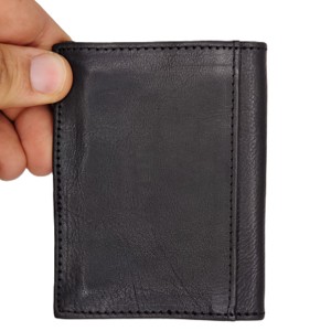 Custom Vintage Crazy Horse Trifold Card Holder High Quality Men's Business <b>Wallet</b> Short Length Genuine Leather Lightweight <b>RFID</b> - Product Image 1