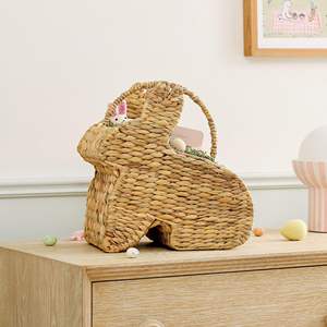 Sisu Handicraft Cute Joyful Rabbit Shape Natural Rattan Eco-Friendly <b>Easter</b> <b>Basket</b> <b>Gift</b> Decorative Toy Holder Handle - Product Image 1