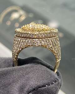 Anillo llamativo de plata 925 con moissanita de 7 quilates y acabado dorado, diseño de corazón baguette helado, joyería de lujo estilo hip hop, moda unisex atrevida - Product Image 2