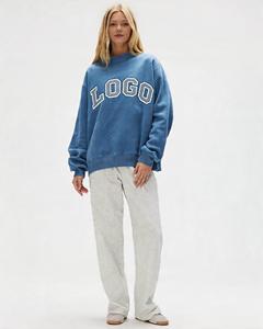 Sweat-shirt respirant style streetwear universitaire imprimé et pailleté à col montant, en molleton décontracté avec lettres brodées sur le devant - Product Image 1