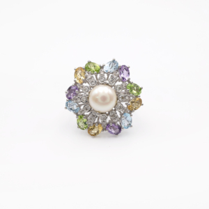 Bague en argent sterling 925 avec incrustation de citrine et pierres précieuses naturelles multiples, plaquée rhodium, style moderne, bijoux fins OEM ODM avec pierres de Nouvelle-Zélande - Product Image 3