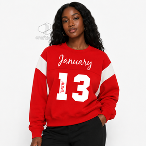 Delta |   Sigma |   Sudadera Theta Sorority Jan13 Roja y Blanca J13 para Mujer, Bordada, Estilo Universitario, Cuello Redondo - Product Image 3