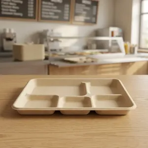 Superior Quality 5 Inch Square <b>Pulp</b> Moulded Disposable Lightweight Water Resistant Food Tray Biodegradable Eco Friendly Party - Product Image 1