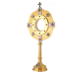 Nueva Monstranza de Latón con Detalles de Espejo para Mesa, Decorativa, para Uso en Iglesias Católicas - Product Image 5