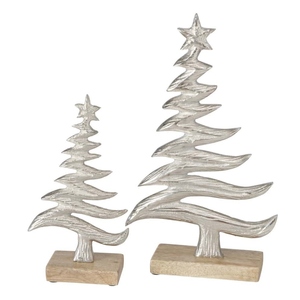 Árbol de Navidad decorativo niquelado de diseño moderno con base de madera de mango, decoración dorada para árbol de Navidad - Product Image 1