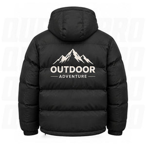 Custom Outdoor Puffer Jackets Men <b>Women</b> Lightweight Warm Bubble Down Jacket Hood Embroidery DTG Printing <b>Windbreaker</b> - Product Image 2