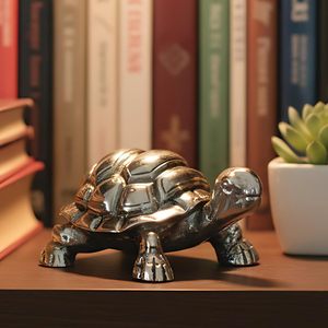 Figurine de tortue plaquée argent pur, idole moderne Vastu pour la décoration intérieure et porte-bonheur, élégante figurine Kachua - Product Image 1