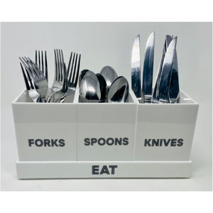Modern White Acrylic Utensil <b>Caddy</b> 3 Slot Silverware Storage Box <b>Kitchen</b> Countertop Cutlery Organizer Holder For Restaurant - Product Image 2