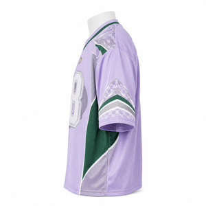 Men's Ice Hockey Jersey V-Neck Short Sleeve <b>Mesh</b> Breathable 100% Polyester Custom Number 18 Lavender Green White Sublimated - Product Image 4
