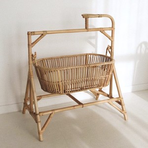 Cuna de mimbre con capota para bebé, cuna de mimbre hecha a mano, cuna para niños a precio económico. - Product Image 5