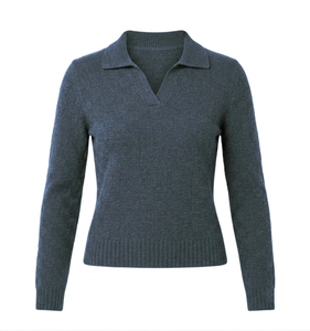 Suéter de Punto para Mujer, Mezcla de Lana, Cuello Camisero, Manga Larga, Transpirable, Informal, para Invierno - Product Image 2