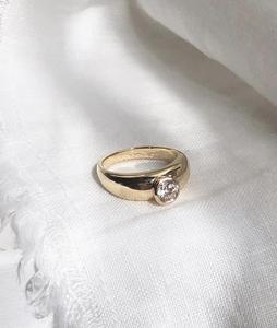 Bagues de fiançailles modernes en or massif 14K 18K avec diamant solitaire rond de 0,50 carat cultivé en laboratoire, serti clos, style minimaliste et élégant, bande conique de 6-3 mm - Product Image 1
