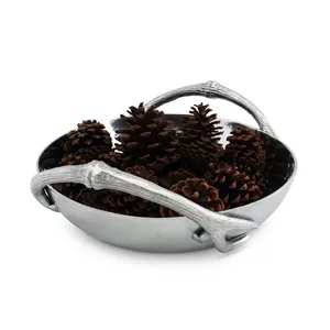 Moderno Cuenco Decorativo de Cerámica Premium Ecológico para Interiores, Elegante, Hecho a Mano, de Lujo, Plateado y Seguro - Product Image 3