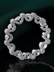 Anillo de Eternidad de Moissanita Chapado en Oro Blanco y Rodio, Corte Brillante Redondo, Banda Halo, para Mujer, Regalo de Compromiso o Boda, Joyería - Product Image 2