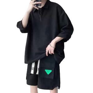 Ensemble de survêtement décontracté pour homme en polyester à carreaux, comprenant un polo à manches courtes et un short, 2 pièces - Product Image 2