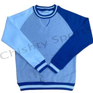 University Custom letter patch <b>fleece</b> <b>sweatshirt</b> for men two-tone winter pullover OEM casual wear - Product Image 3