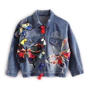 Women's <b>Denim</b> <b>Jacket</b> Light Wash Distressed Casual Regular Fit Autumn Solid Color Cotton Fabric Hole Decoration Back Logo - Product Image 5