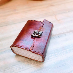 Journal de voyage de poche en cuir véritable avec cadenas antique et papier fait main OEM FBA - Product Image 1