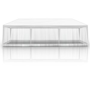 Tenda per Feste in Rete Bianca 10x30FT con 8 Pareti Laterali, 2 Porte con Cerniera, 6 Pannelli a Rete, Doppio Tetto in PE Bianco, Telaio in Acciaio Verniciato a Polvere - Product Image 1