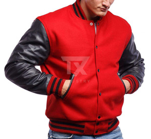 Vestes de baseball pour hommes en cuir véritable sur mesure, vente en gros OEM, design de logo par transfert thermique, vestes bomber varsity - Product Image 4