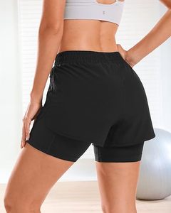 Shorts de course à séchage rapide pour femmes, taille haute, avec doublure en mesh et poches zippées - Product Image 3