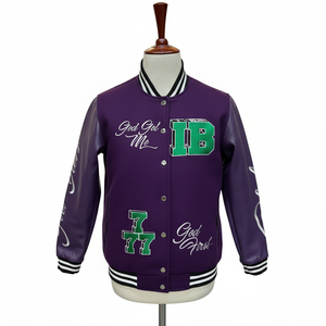 Blouson Bomber de Baseball Qualité Supérieure 2026 en Gros, Logo Personnalisé Sérigraphié, Manches en Cuir, Blouson Universitaire Tendance pour Hommes - Product Image 1