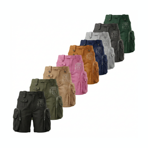 Shorts cargo vintage en toile respirante pour homme, multi-poches, cordon de serrage, design personnalisé, broderie logo sur mesure, poids lourd - Product Image 1