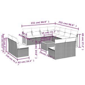 Set Divano da Esterno 12 Pezzi in Polyrattan Nero con Cuscini - Elegante Collezione Arredamento da Giardino - Product Image 3