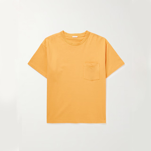 Camiseta de Algodón Suave Color Naranja Claro para Hombre, Transpirable, con Bolsillo, Estilo Casual para Uso Diario, Venta al Por Mayor - Product Image 1