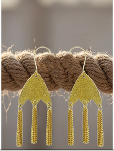 Pendientes Colgantes Abstractos de Latón Hechos a Mano para Mujer Cristiana, con Borlas de Cadena de Concha de Huevo Rota y Acabado Chapado en Oro, Ideales para Fiestas - Product Image 6